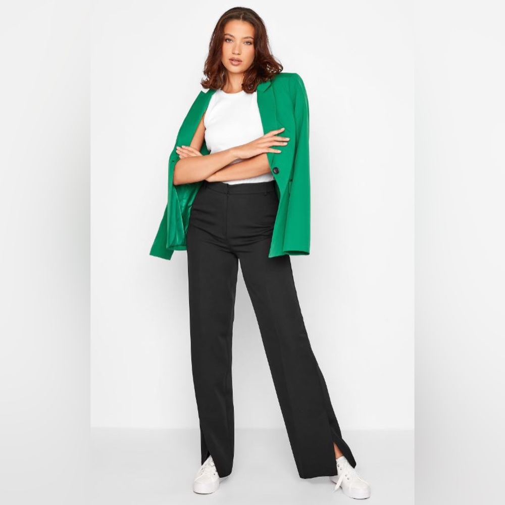 LTS Tall Black Split Hem Wide Leg Trousers